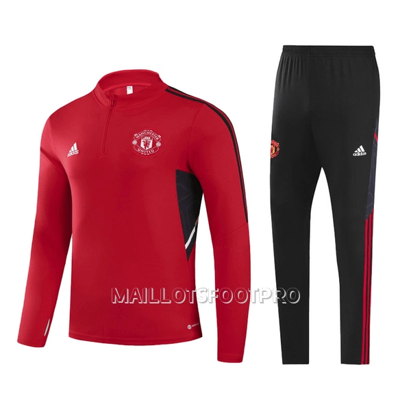 Manchester United Sweat d'Entraînement Enfant 22-23 Quart-Zip Rouge