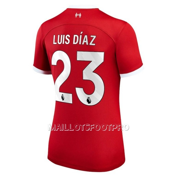 Maillot Liverpool Luis Diaz 23 Femme Domicile 2023-24