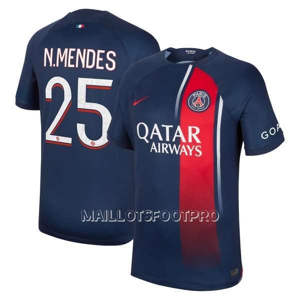 Maillot Paris Saint-Germain N.Mendes 25 Homme Domicile 2023-24