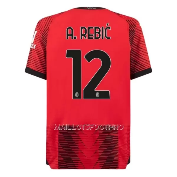 Maillot AC Milan A. Rebic 12 Homme Domicile 2023-24