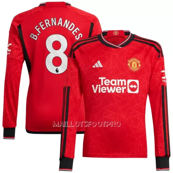 Maillot Manches Longues Manchester United Bruno Fernandes 8 Homme Domicile 2023-24