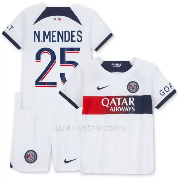 Maillot Paris Saint-Germain N.Mendes 25 Enfant Extérieur 2023-24