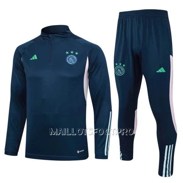 Ajax Amsterdam Ensemble Sweat d'Entraînement Homme 2023-24 Quart-Zip Bleue