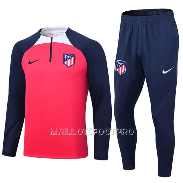 Atlético Madrid Ensemble Sweat d'Entraînement Homme 2023-24 Quart-Zip Rouge