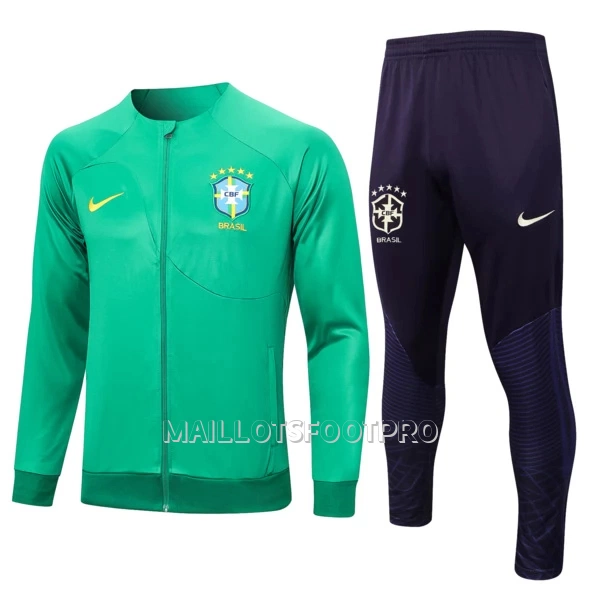 Brésil Ensemble Vestes d'Entraînement Homme 2023-24 Verte