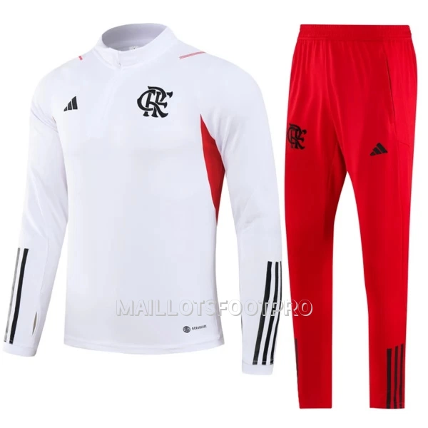 CR Flamengo Ensemble Sweat d'Entraînement Homme 2023-24 Quart-Zip Blanche