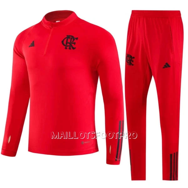 CR Flamengo Ensemble Sweat d'Entraînement Homme 2023-24 Quart-Zip Rouge