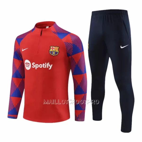 FC Barcelone Ensemble Sweat d'Entraînement Homme 2023-24 Quart-Zip Rouge