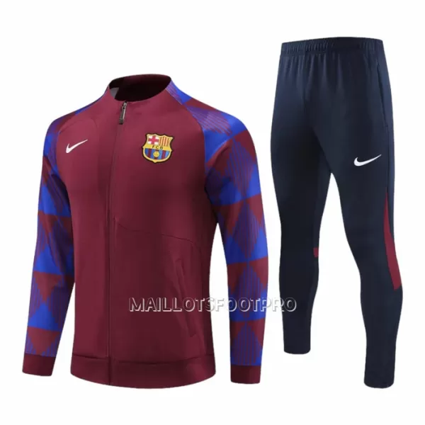 FC Barcelone Ensemble Vestes d'Entraînement Homme 2023-24 Quart-Zip Rouge