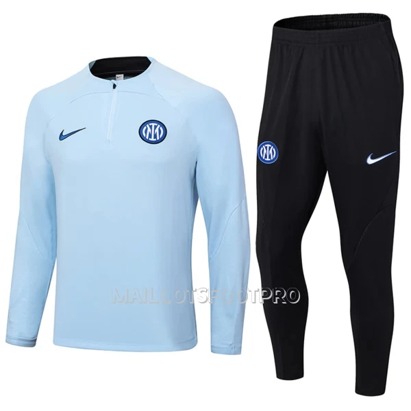 Inter Milan Ensemble Sweat d'Entraînement Homme 2023-24 Quart-Zip Bleue