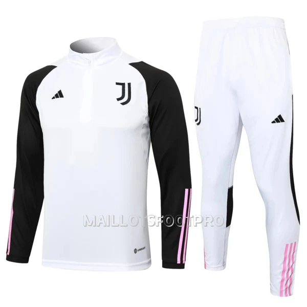 Juventus Ensemble Sweat d'Entraînement Homme 2023-24 Quart-Zip Blanche