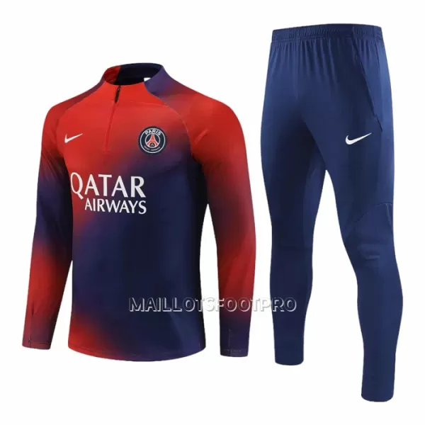 Paris Saint-Germain Ensemble Sweat d'Entraînement Homme 2023-24 Quart-Zip Rouge