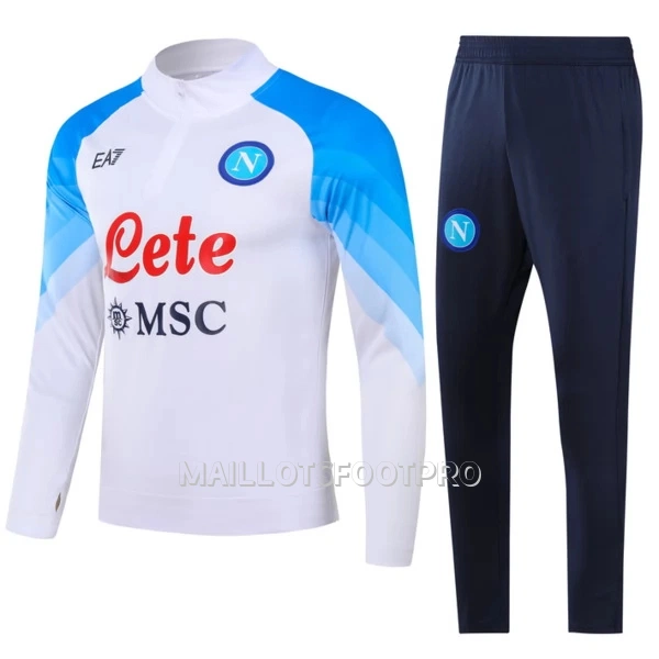 SSC Naples Ensemble Sweat d'Entraînement Homme 2023-24 Quart-Zip Blanche