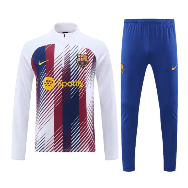 FC Barcelone Kit Sweat d'Entraînement Homme 2023-24 Quart-Zip Blanche