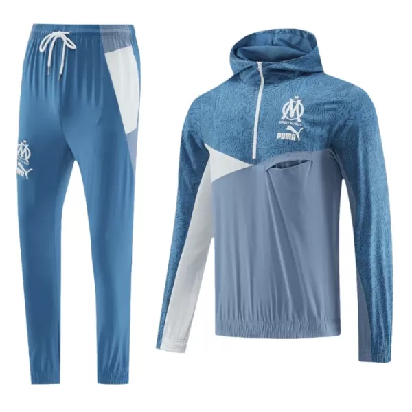 Olympique de Marseille Hoodie Kit Sweat d'Entraînement Homme 2023-24 Quart-Zip Bleue