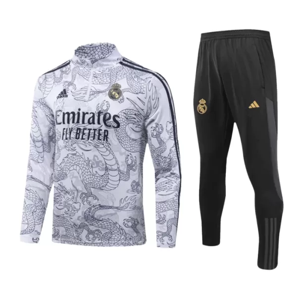 Real Madrid Kit Dragon Sweat d'Entraînement Homme 2023-24 Quart-Zip Gris