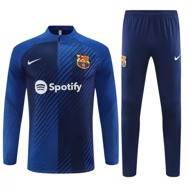 FC Barcelone Kit Sweat d'Entraînement Homme 2023-24 Quart-Zip Bleue