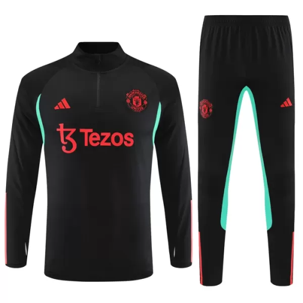 Manchester United Kit Sweat d'Entraînement Enfant 2023-24 Quart-Zip Noire