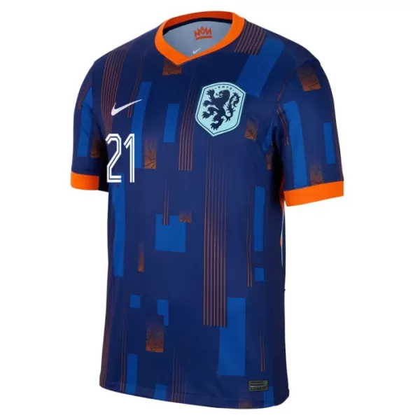 Maillot Pays-Bas Frenkie de Jong 21 Homme Extérieur Euro 2024