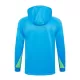 Brésil Hoodie Sweat d'Entraînement Enfant 2024-25 Quart-Zip Bleue