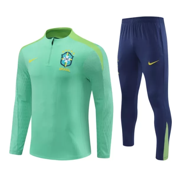 Brésil Sweat d'Entraînement Enfant 2024-25 Quart-Zip Verte