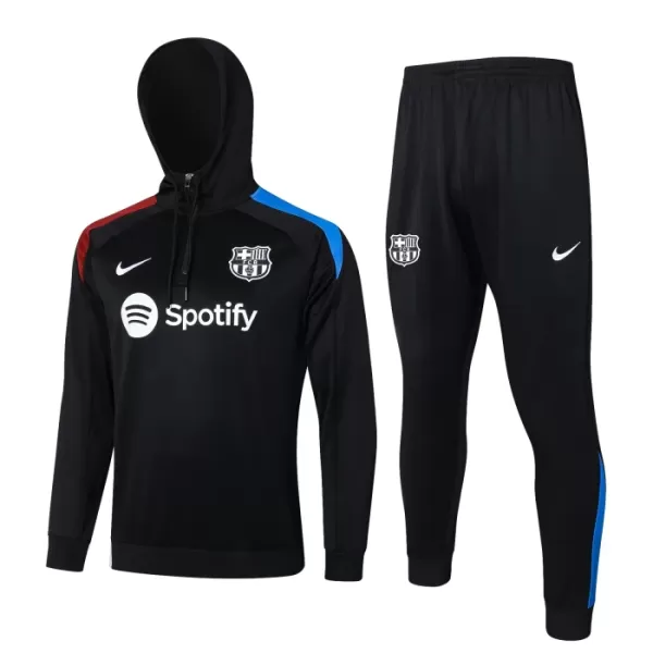 FC Barcelone Hoodie Sweat d'Entraînement Enfant 2024-25 Quart-Zip Noire