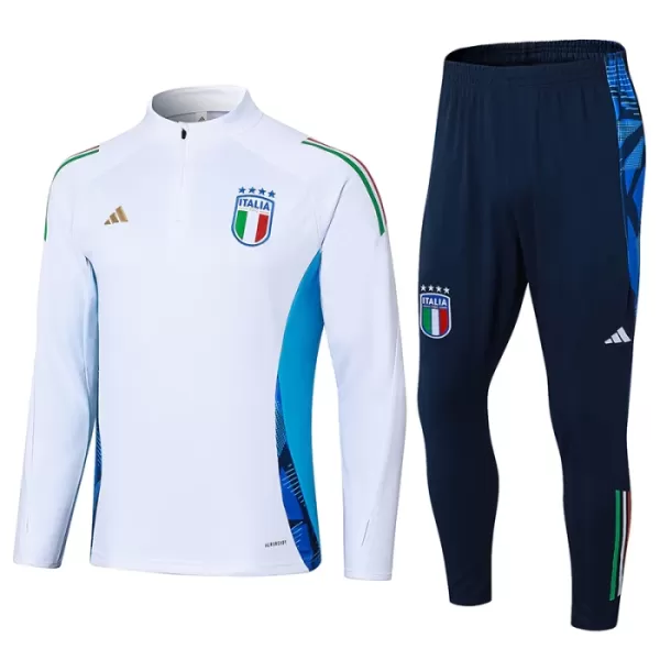 Italie Sweat d'Entraînement Enfant 2024-25 Quart-Zip Blanche