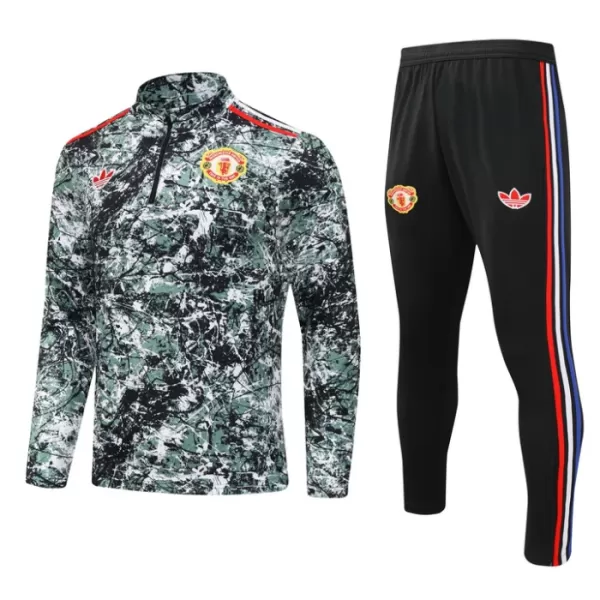 Manchester United Sweat d'Entraînement Enfant 2024-25 Quart-Zip Verte