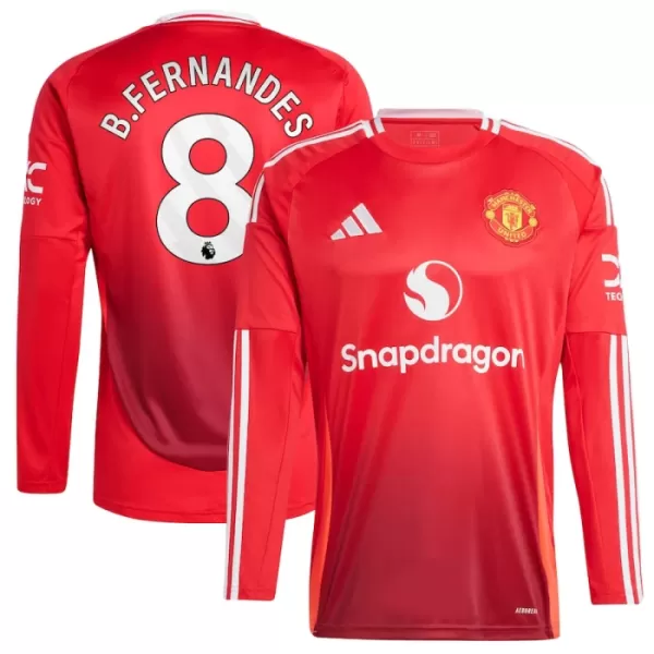 Maillot Manches Longues Manchester United Bruno Fernandes 8 Homme Domicile 2024-25