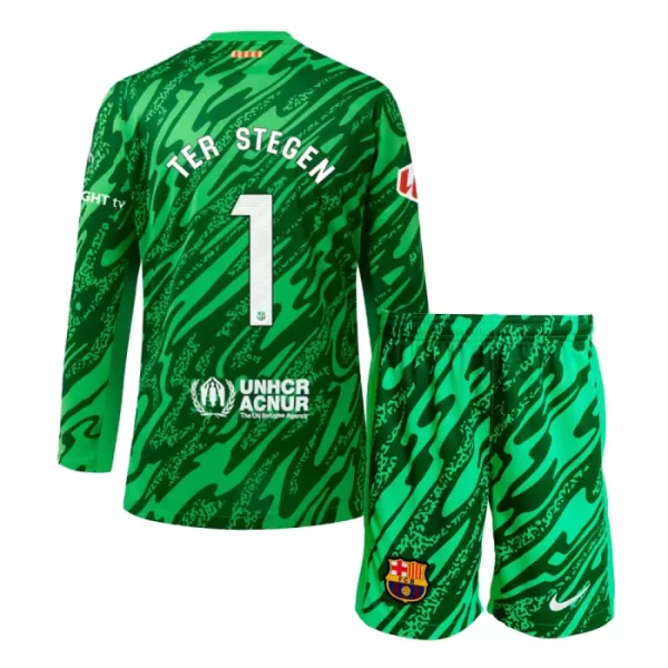 Maillot Gardien FC Barcelone Ter Stegen 1 Enfant Domicile 2024-25 Manches Longues