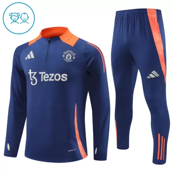 Manchester United Sweat d'Entraînement Enfant 2024-25 Quart-Zip Navy