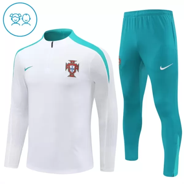 Portugal Sweat d'Entraînement Enfant 2024-25 Quart-Zip Blanche