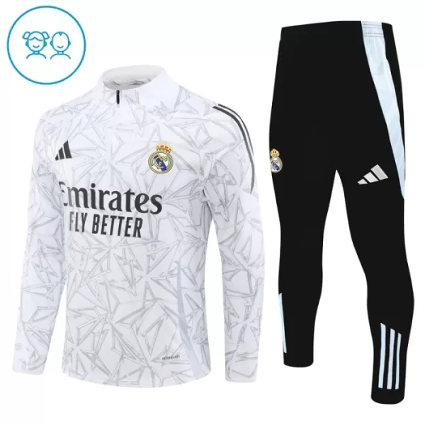 Real Madrid Sweat d'Entraînement Enfant 2024-25 Quart-Zip Blanche