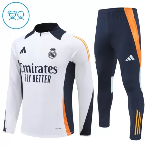 Real Madrid Sweat d'Entraînement Enfant 2024-25 Quart-Zip Blanche