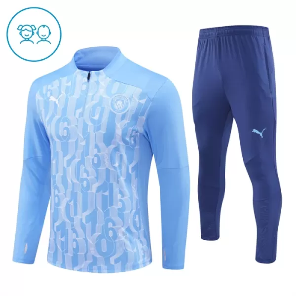 Manchester City Sweat d'Entraînement Enfant 2024-25 Quart-Zip Bleue