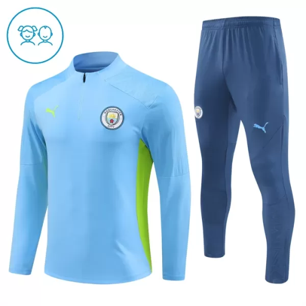 Manchester City Sweat d'Entraînement Enfant 2024-25 Quart-Zip Bleue