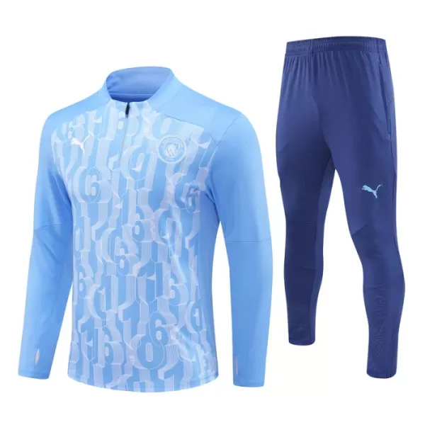 Manchester City Sweat d'Entraînement Homme 2024-25 Quart-Zip Bleue