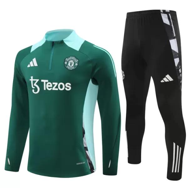 Manchester United Sweat d'Entraînement Homme 2024-25 Quart-Zip Verte