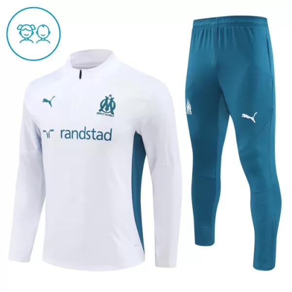 Olympique de Marseille Sweat d'Entraînement Enfant 2024-25 Quart-Zip Blanche