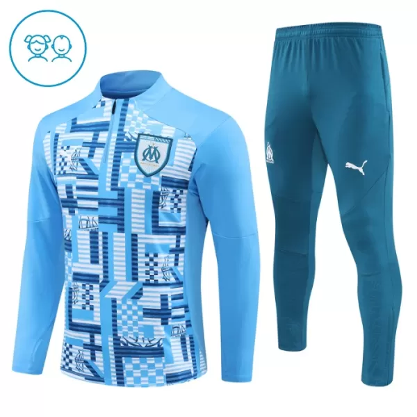 Olympique de Marseille Sweat d'Entraînement Enfant 2024-25 Quart-Zip Bleue