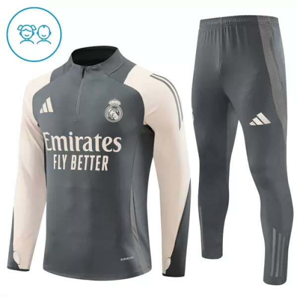 Real Madrid Sweat d'Entraînement Enfant 2024-25 Quart-Zip Gris