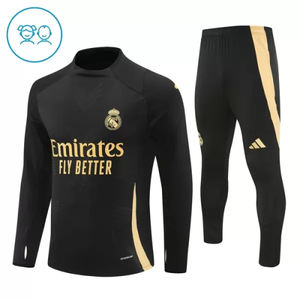 Real Madrid Sweat d'Entraînement Enfant 2024-25 Quart-Zip Noire