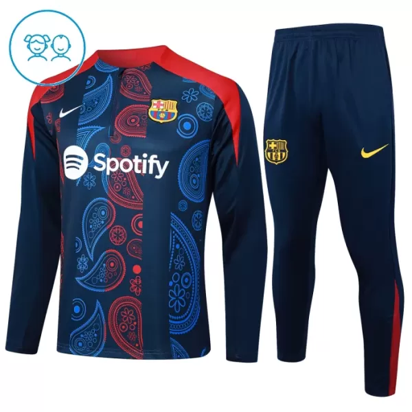 FC Barcelone Sweat d'Entraînement Enfant 2024-25 Quart-Zip Navy