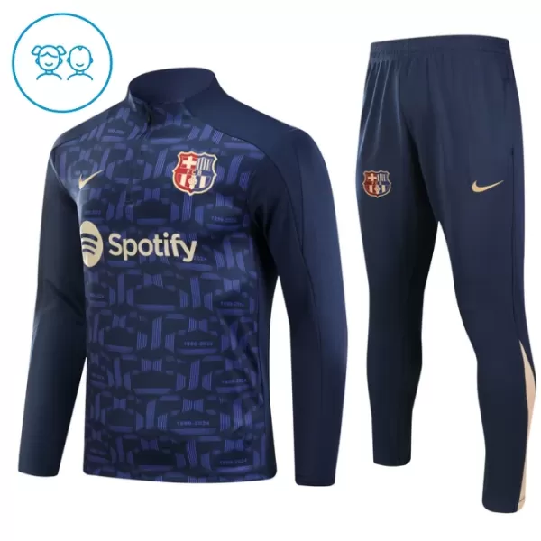 FC Barcelone Sweat d'Entraînement Enfant 2024-25 Quart-Zip Navy