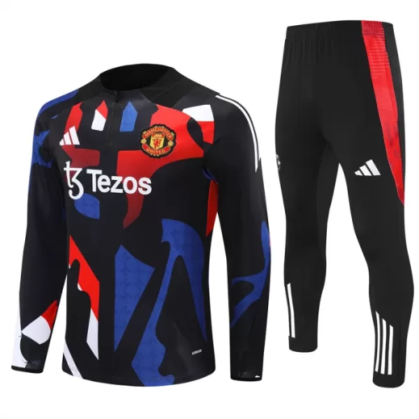 Manchester United Sweat d'Entraînement Homme 2024-25 Quart-Zip Noire