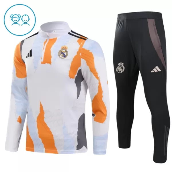 Real Madrid Sweat d'Entraînement Enfant 2024-25 Quart-Zip Blanche